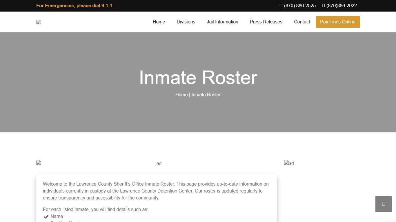Inmate Roster › Lawrence County Sheriff’s Office